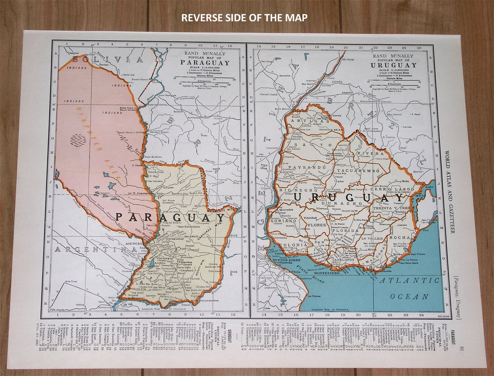 1941 ORIGINAL VINTAGE MAP OF ARGENTINA CHILE / PARAGUAY URUGUAY ON REVERSE SIDE