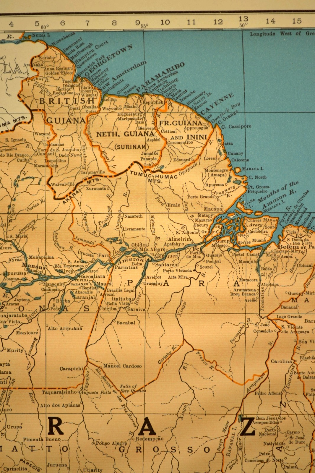 1930s Vintage BRAZIL Map Wall Art South America Old Original Rio De Janeiro