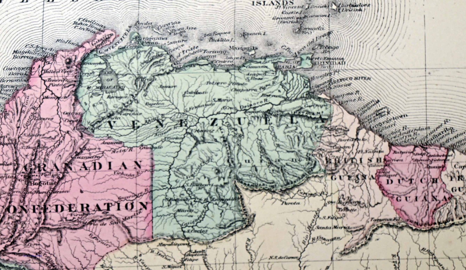 Antique 1875 Map South America