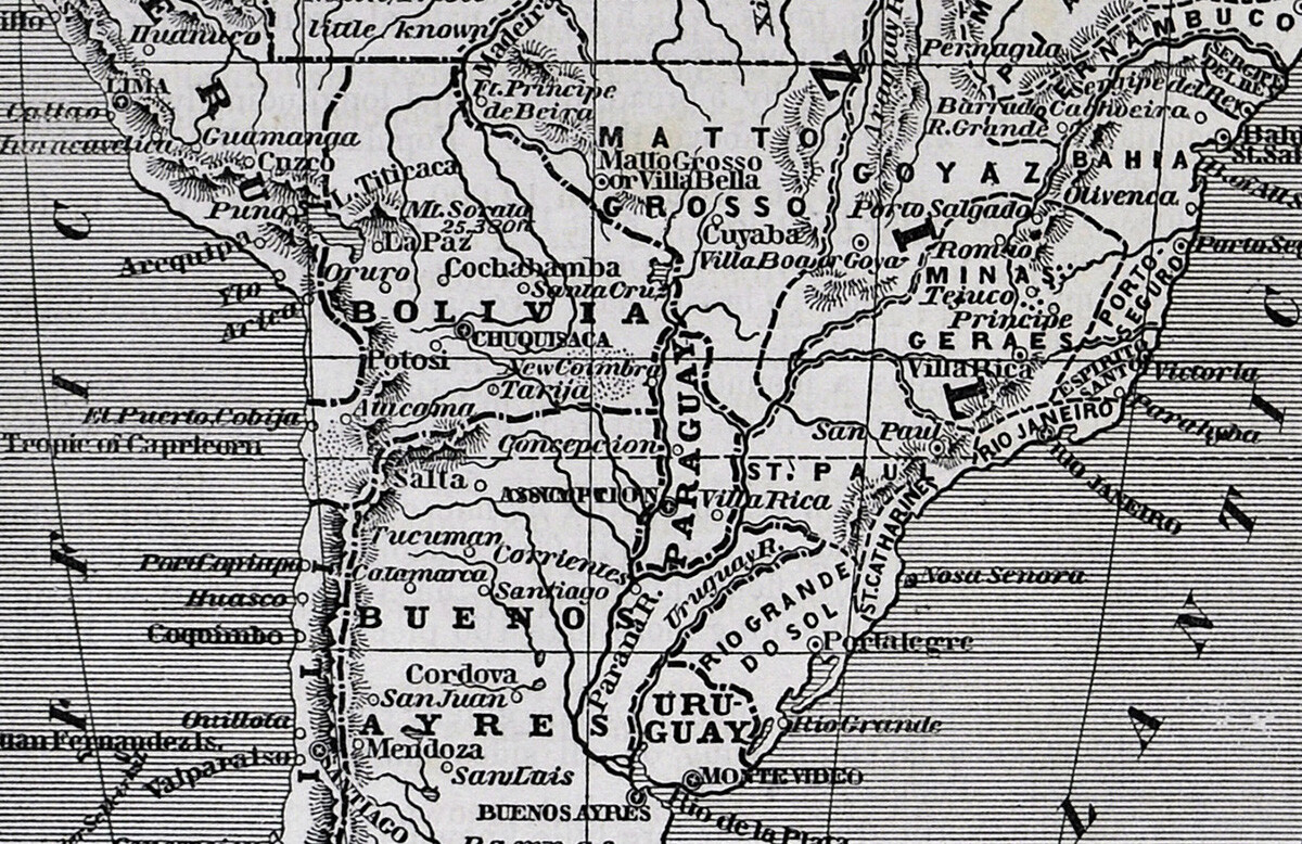 1855 Charles Savage Map South America Brazil Argentina Chile Colombia Peru Rio