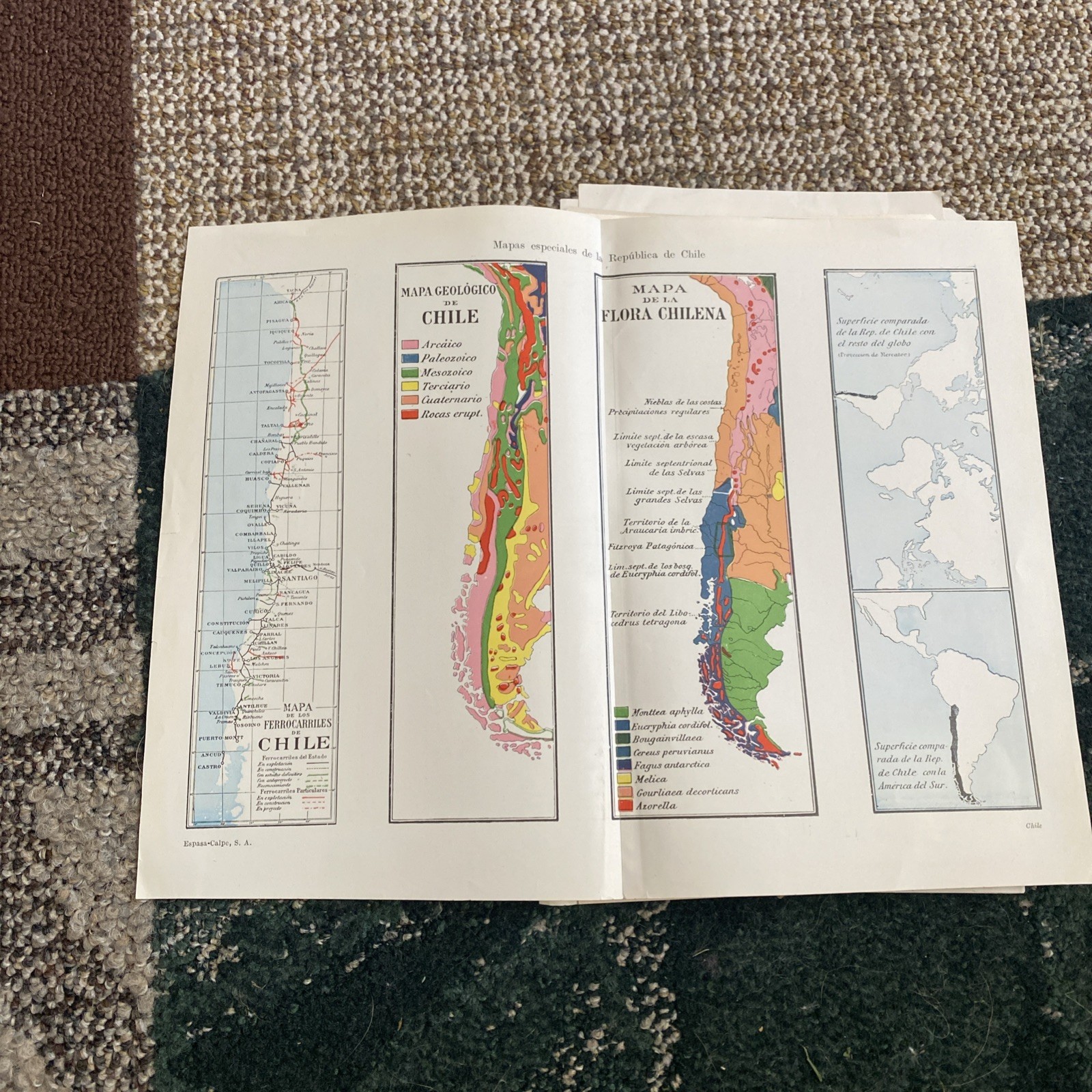 Map Of Special Features In Chile In Spanish Circa 1930s
