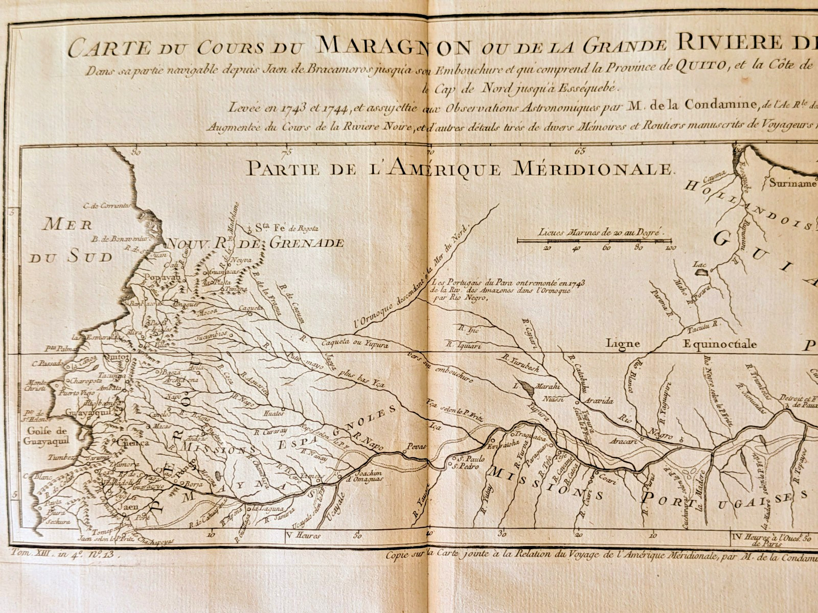 Antique Bellin Map Amazon River 1757 Maragnon Grande Riviere des Amazones