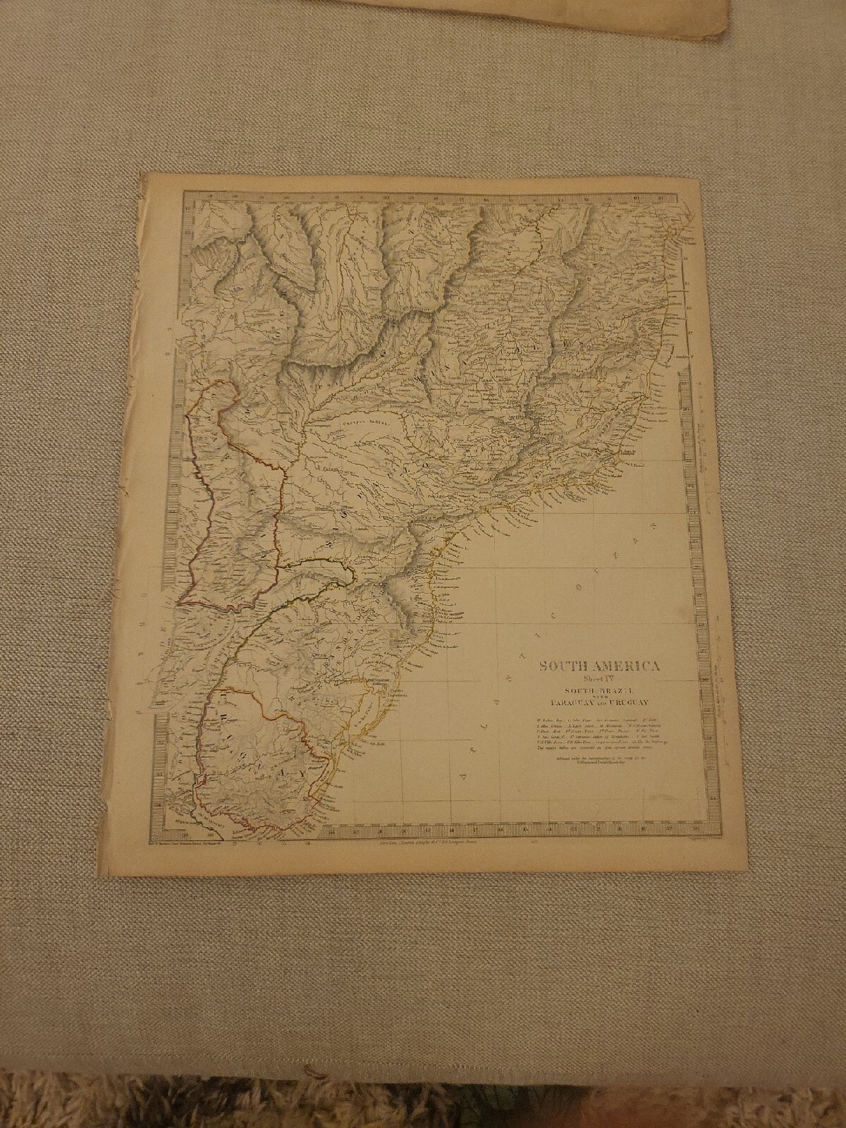 Large 1846 Map Of Brazil/ Centeal Eastern South America Charles Knight atlas.