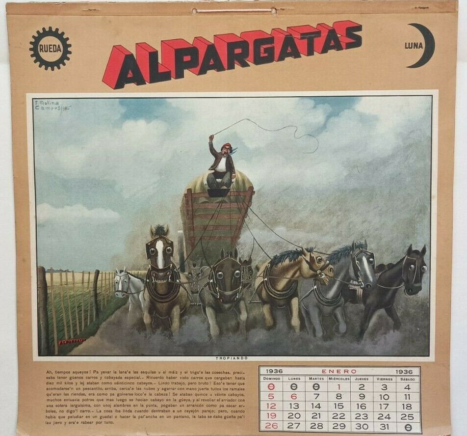 Molina Campos calendar 1936 Alpargatas Gaucho Complete