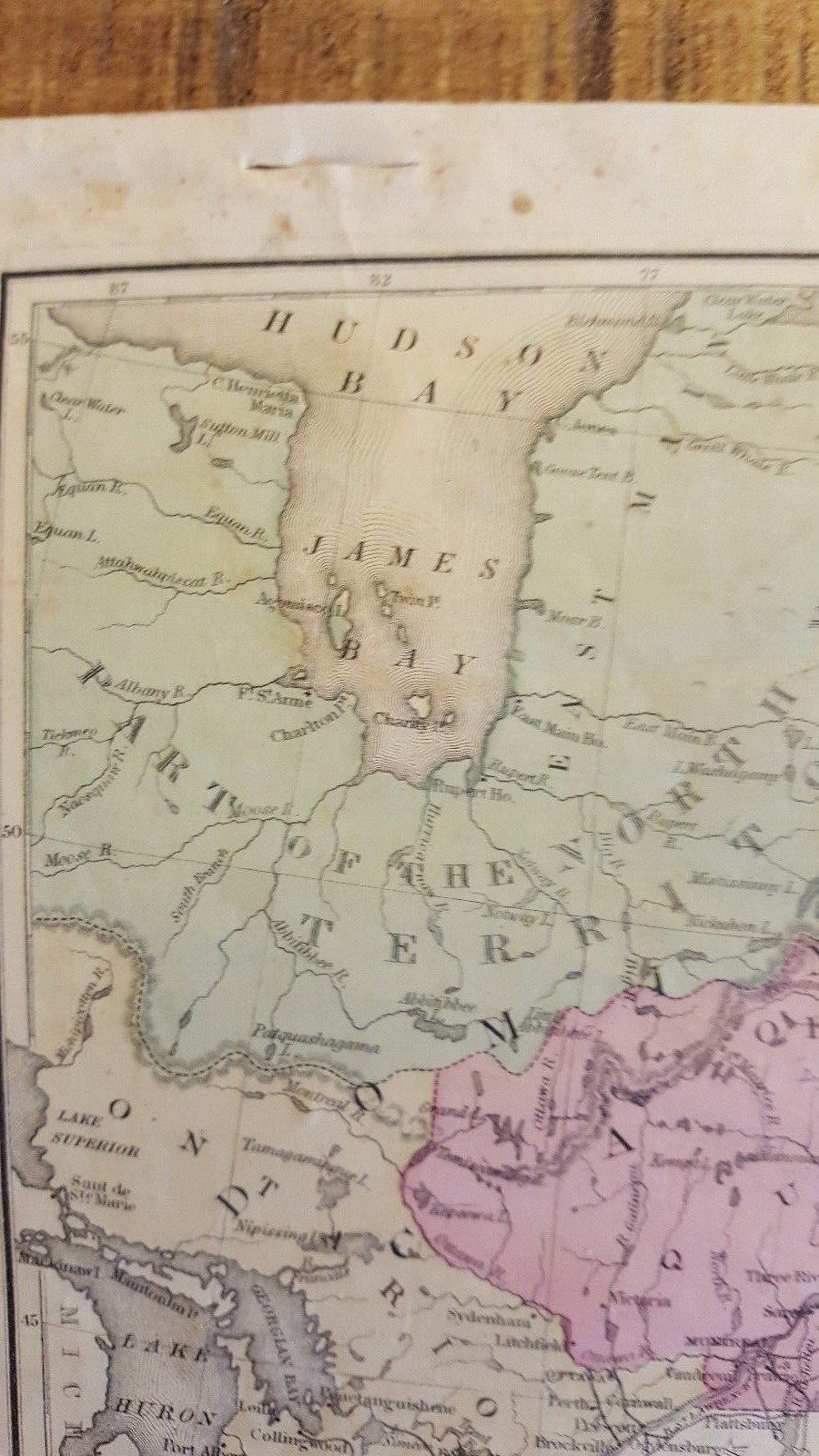 Antique Hand Colored MAP/BRITISH PROV. NORTH AMER. Common School Geography 1873