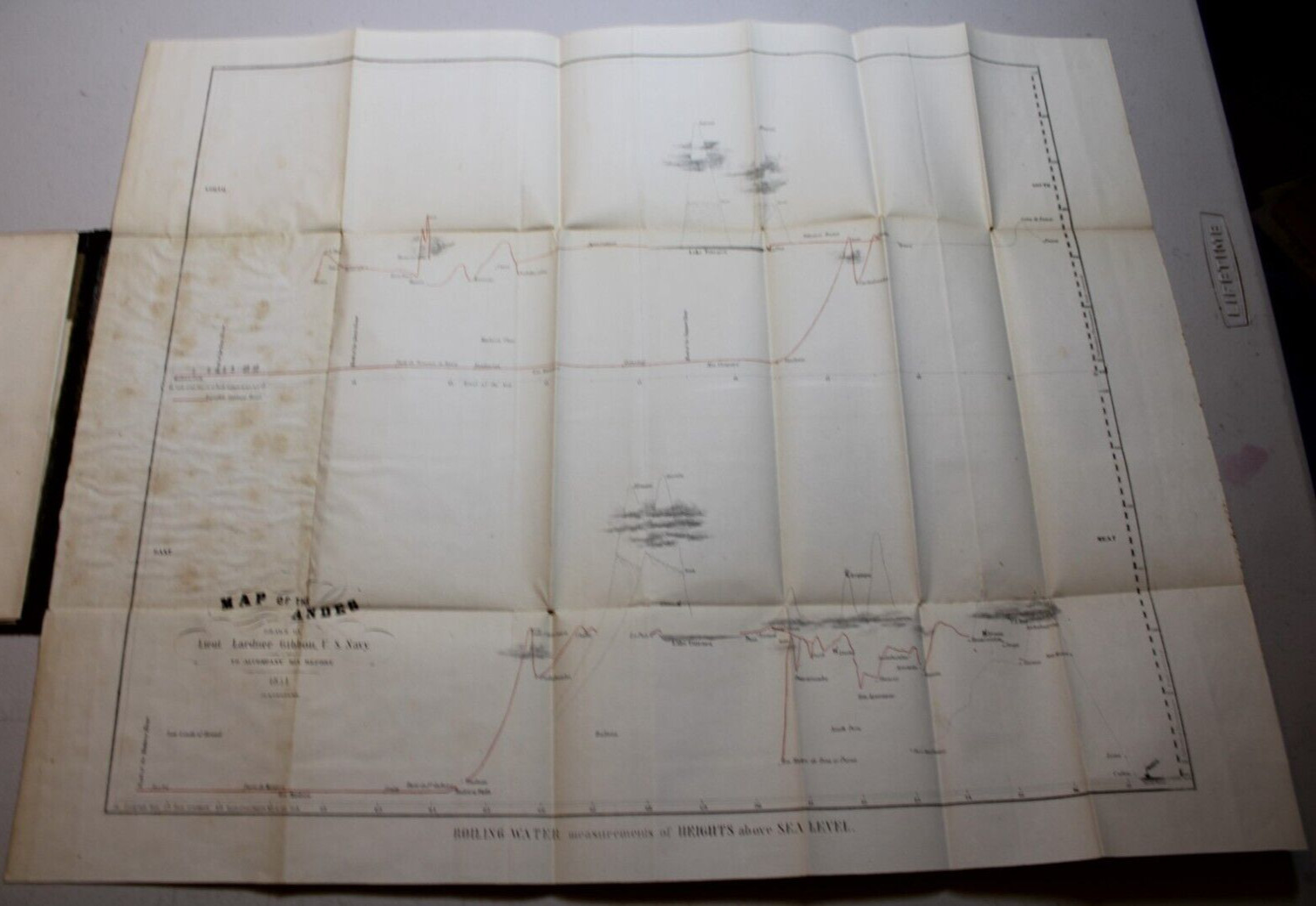 1854 Special Elevation MAP OF THE ANDES, Folded Type