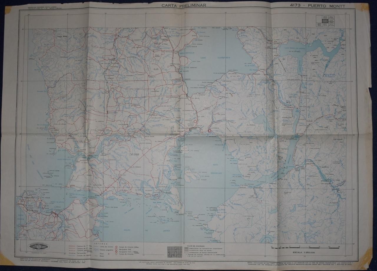 PUERTO MONTT INSTITUTO GEOGRAFICO MILITAR CHILE 1950 1:250,000
