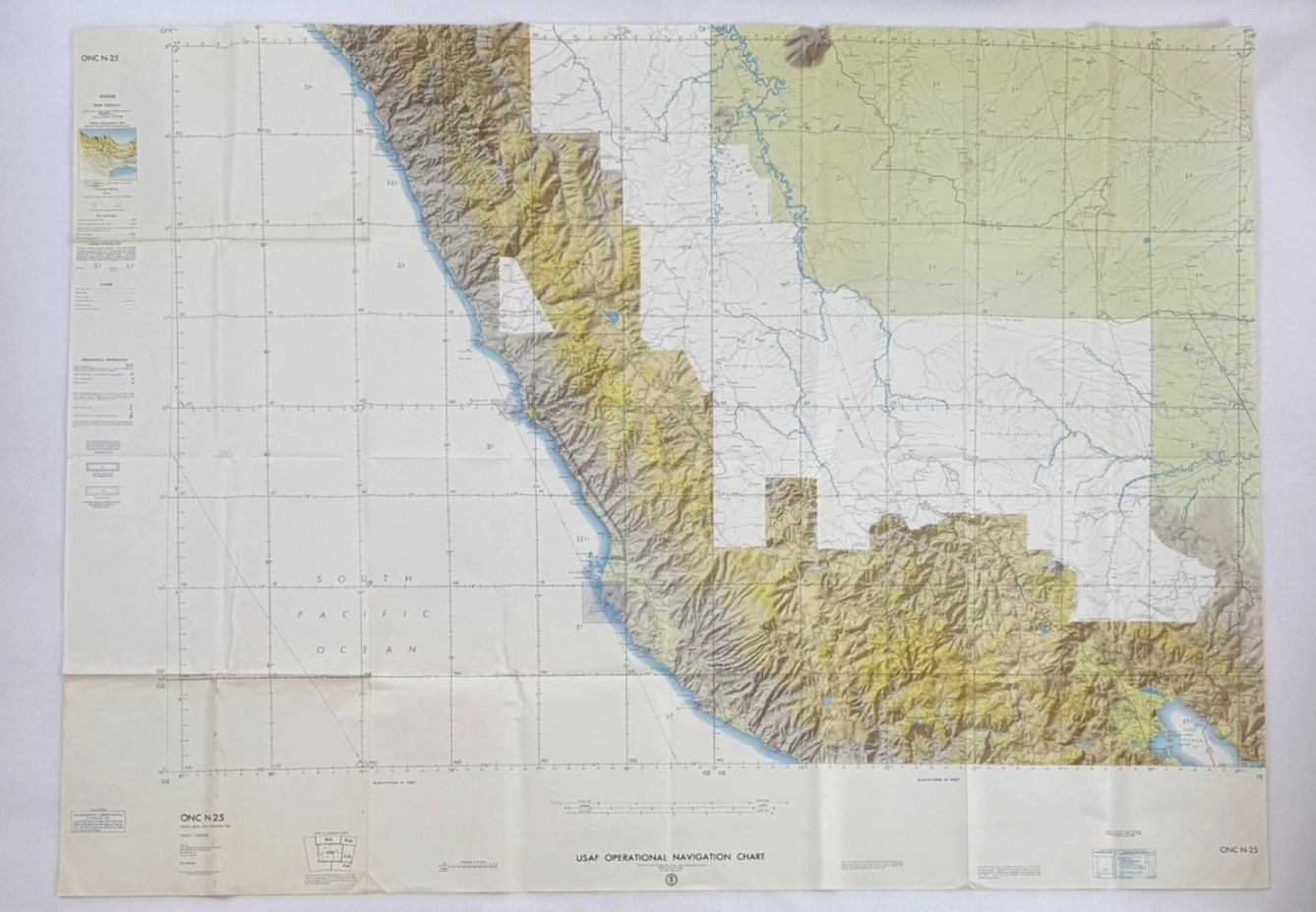 USAF Operational Navigation Chart ONC-N-25 Bolivia Peru Chile 1st Ed 1967