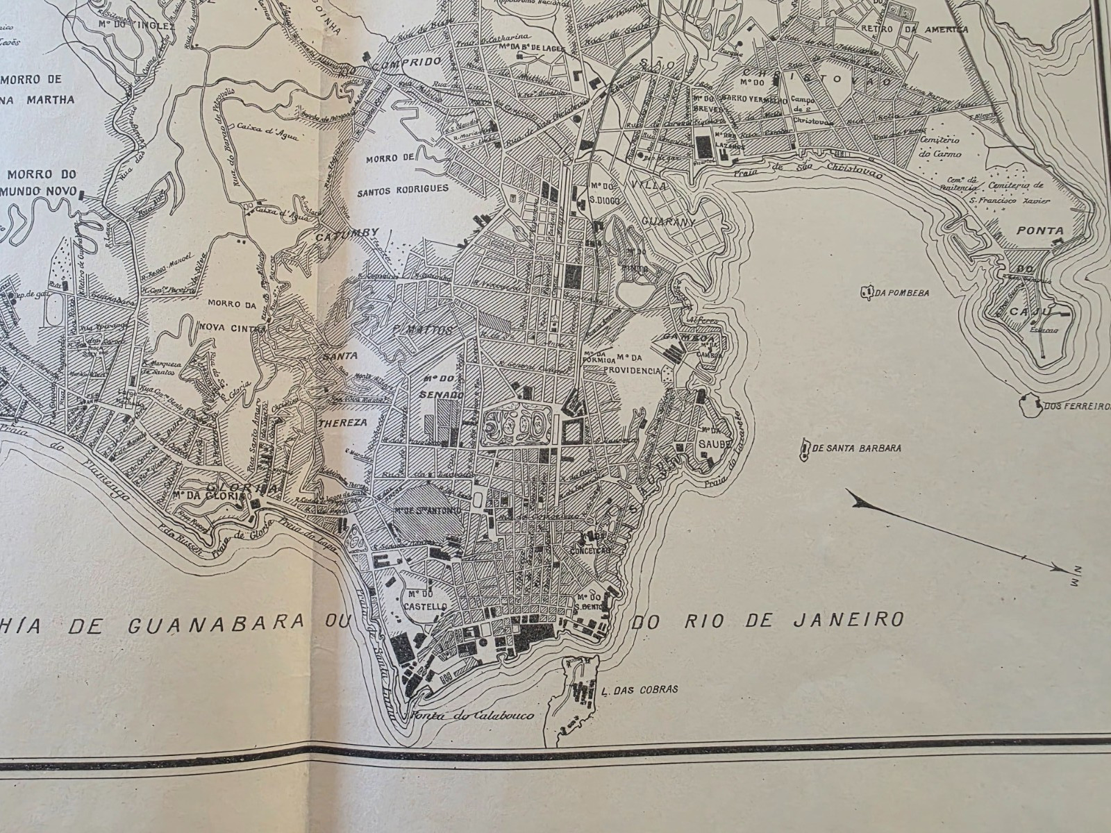 Original Antique Map Rio de Janeiro Brazil City Plan & Suburbs c.1890 Copacabana