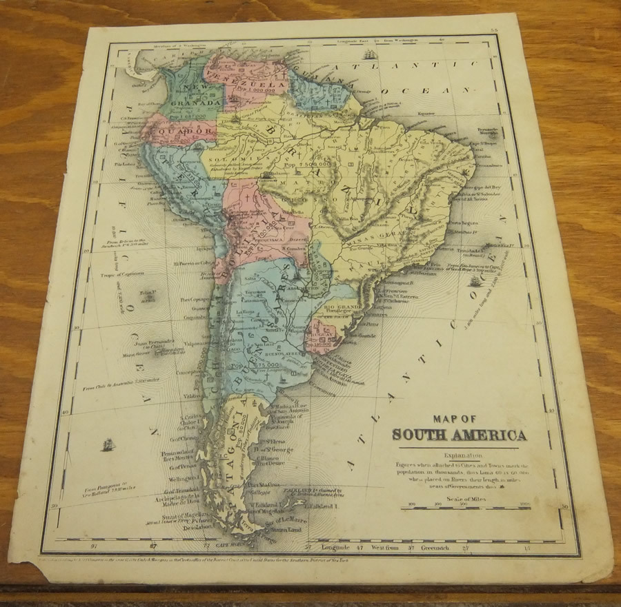 1853 Antique COLOR Smith Map /// WISCONSIN, MICHIGAN