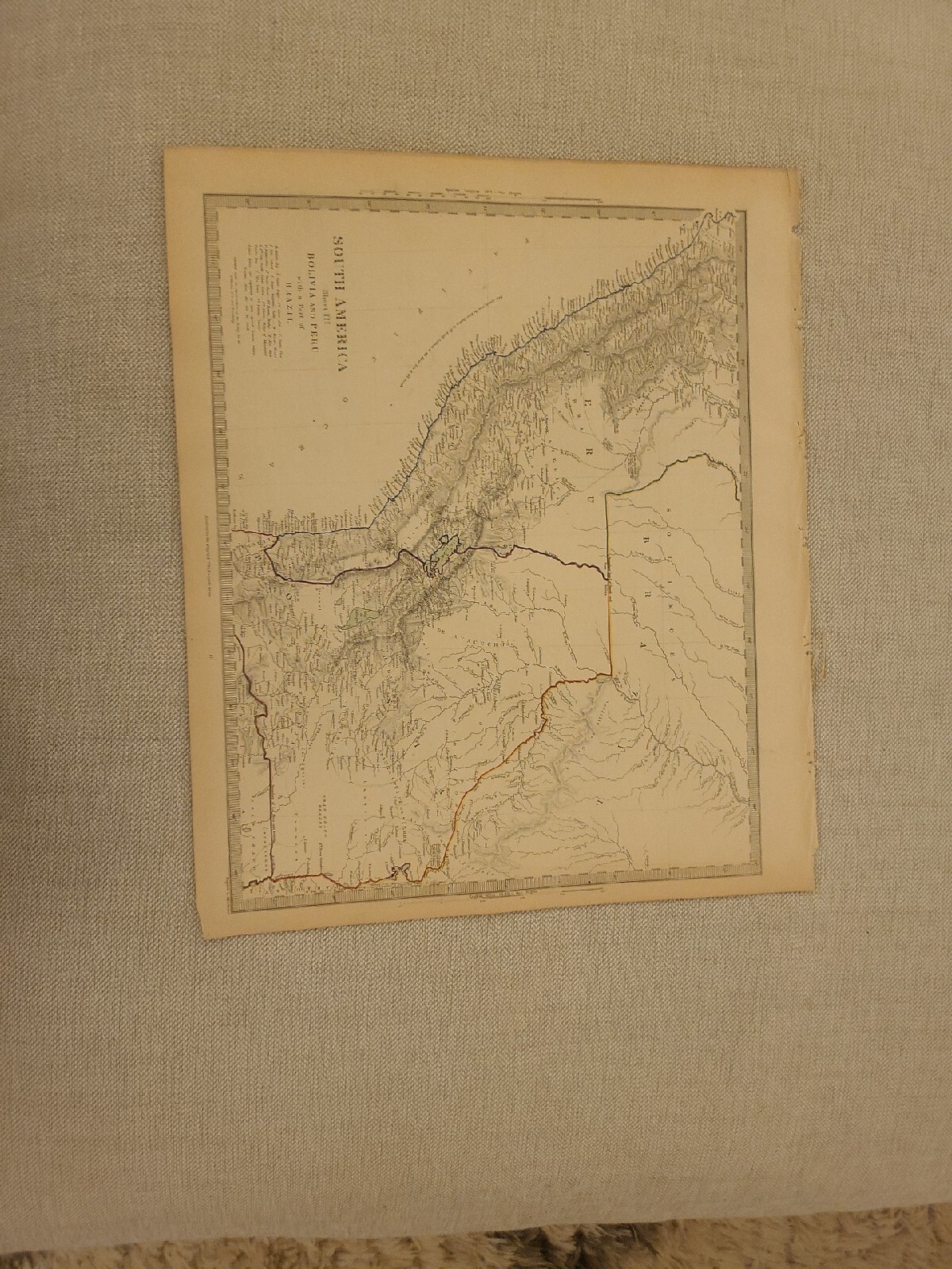 Large 1846 Map Of Peru / Western South America Charles Knight atlas.