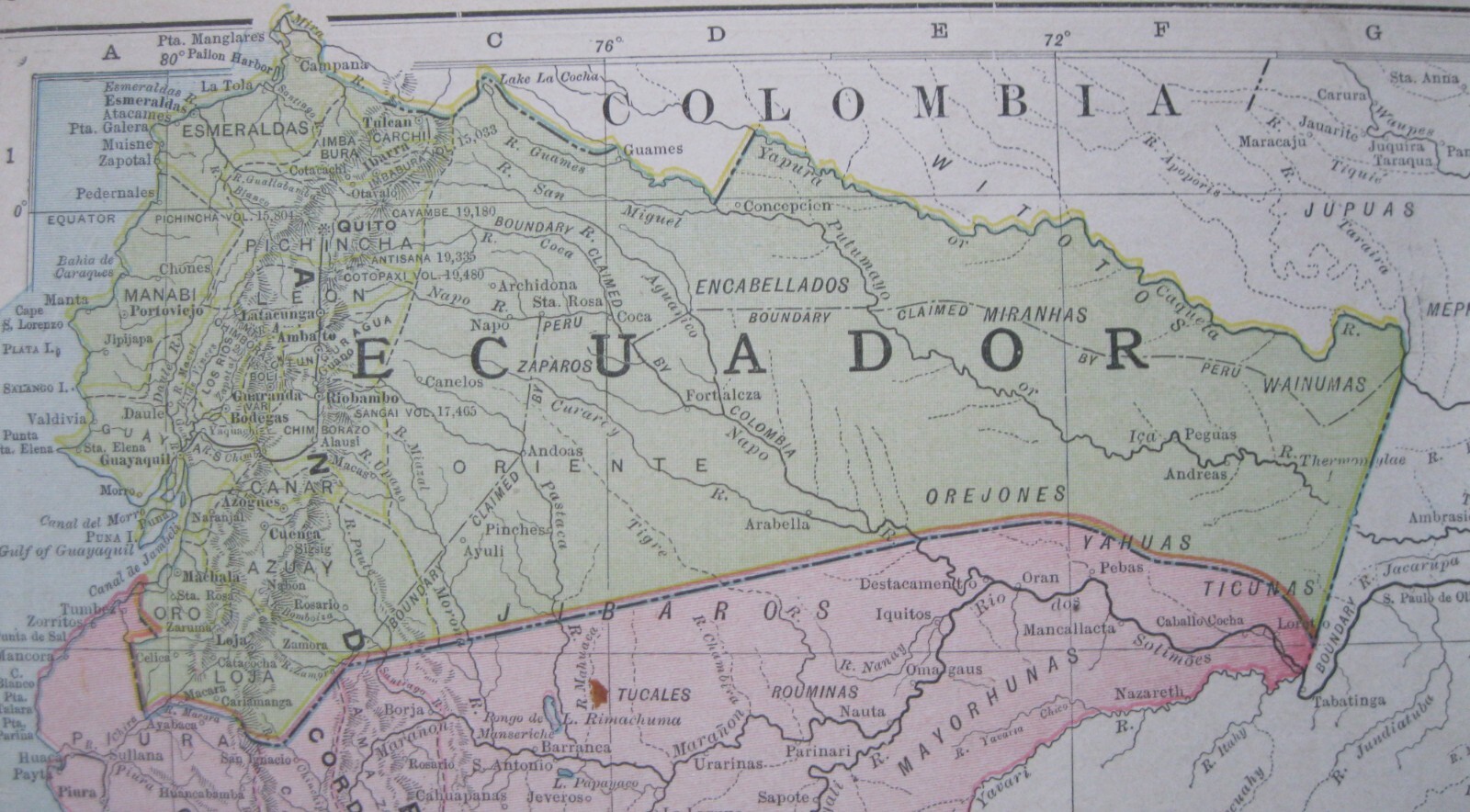 1905 Original Antique Rand-McNally Map Peru, Bolivia & Ecuador (Galapagos)