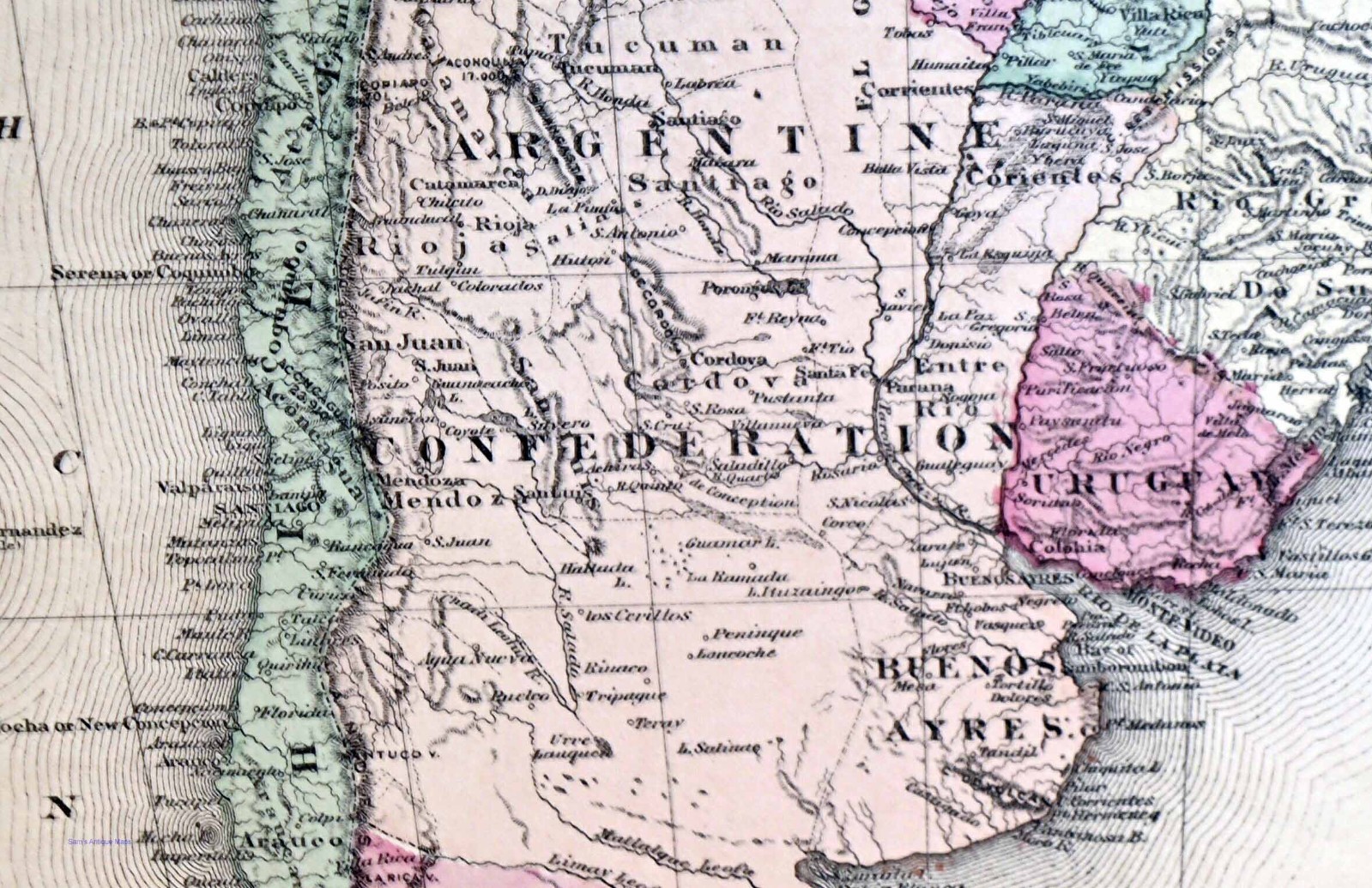 Antique 1875 Map South America