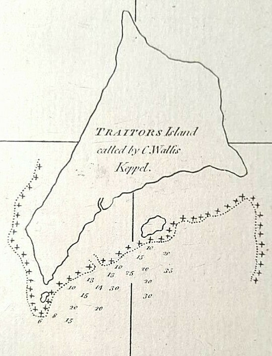 Antique Captain Cook Hawkesworth’s 1773 1st Ed Map The Cocos & Traitor Islands