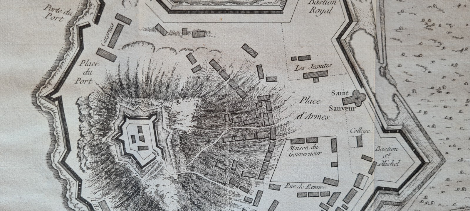Antique (1753) map – La Ville de Cayenne – Town Plan – Cayenne – French Guiana