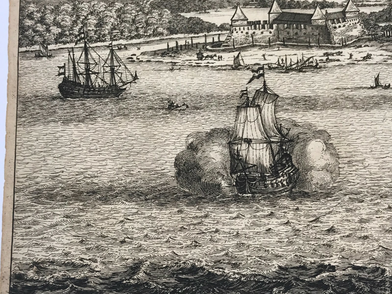 BRAZIL BAY TODOS OS SANTOS 1673 Arnold MONTANUS LARGE ANTIQUE VIEW 17TH CENTURY
