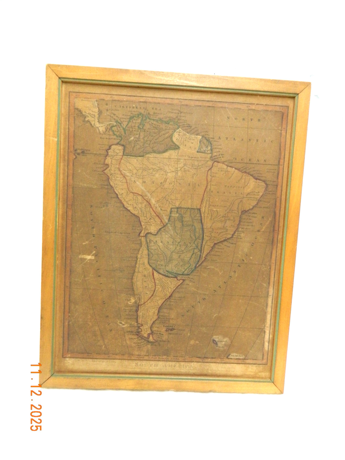 ANTIQUE ORIGINAL FRAMED MAP SOUTH AMERICA AUG 13TH 1796 PUBLISHED LONDON