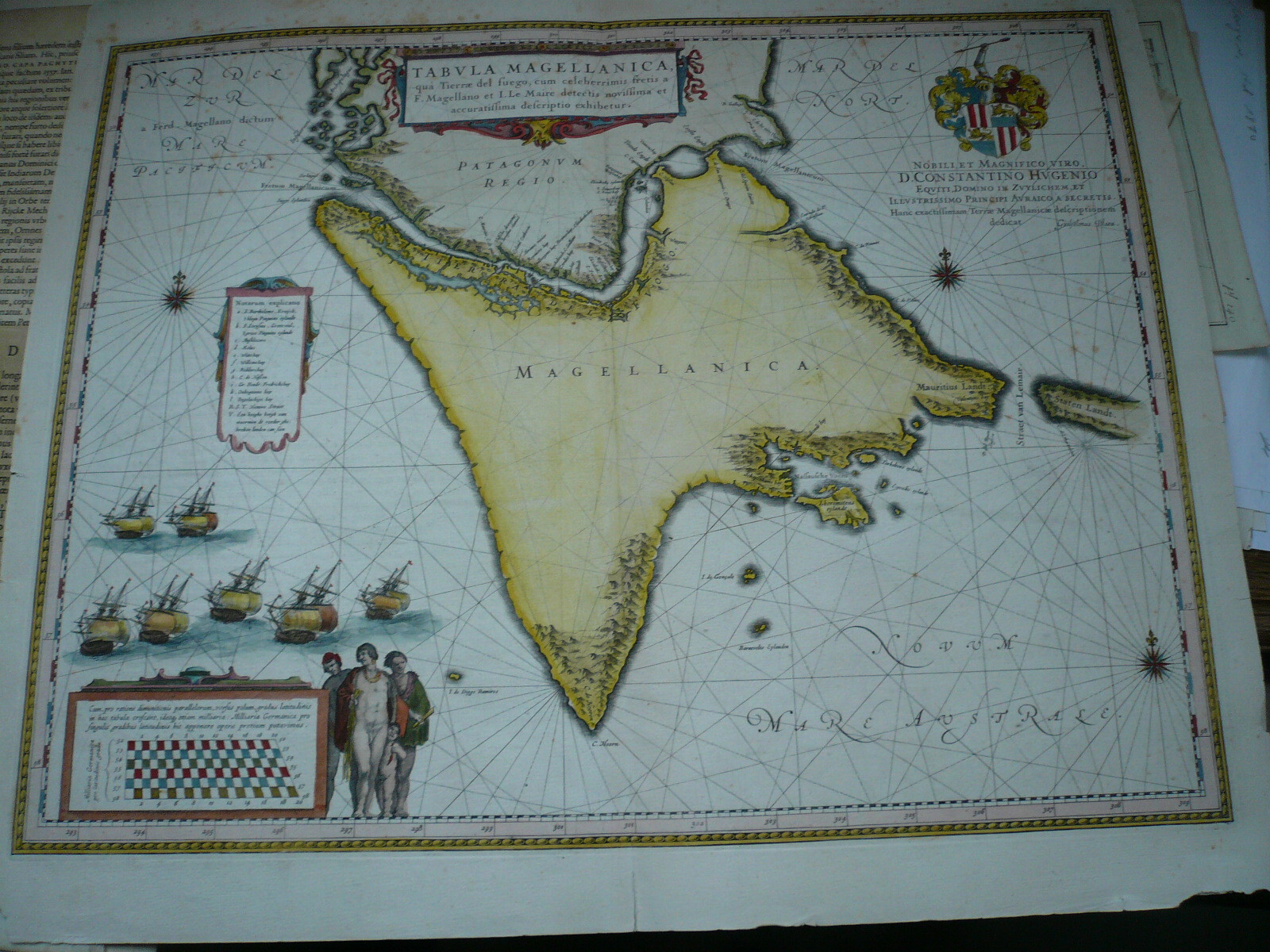 Tabula Magellanica, Blaeu J., anno 1660, old colours Coppermap, ORIGINAL