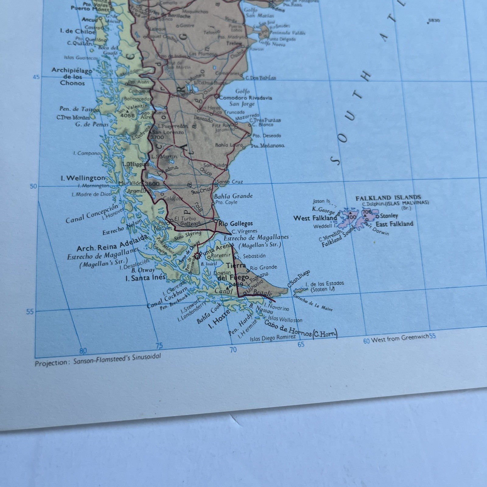 1981: Map Of South America (South) #42 Old Vintage Atlas Print Gift