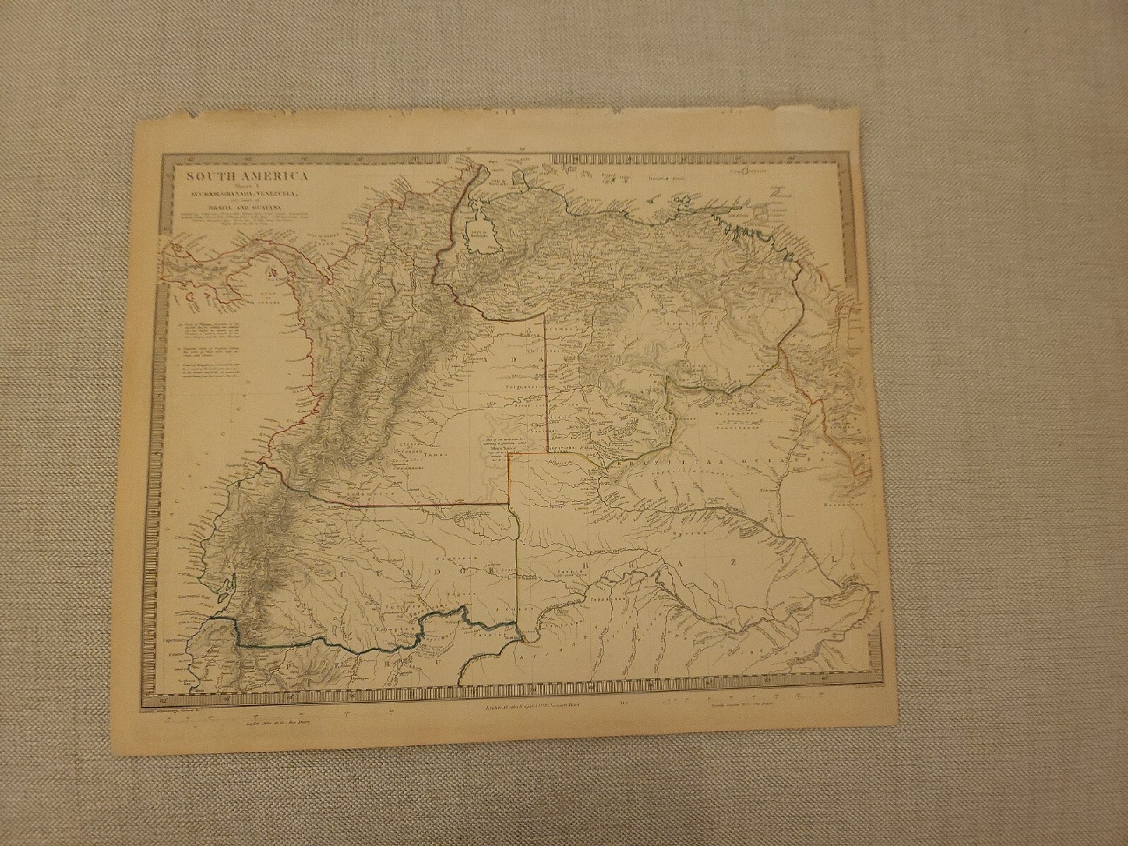 Large 1846 Map Of Northern South America Charles Knight atlas.