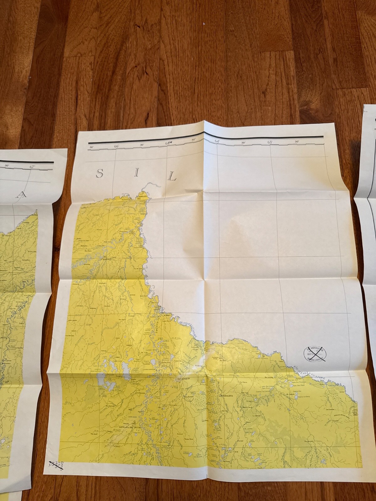 Huge 1985 Partial Hydro Graphic Map Set Bolivia (8 MAPS, 9th CENTER MAP MISSING)