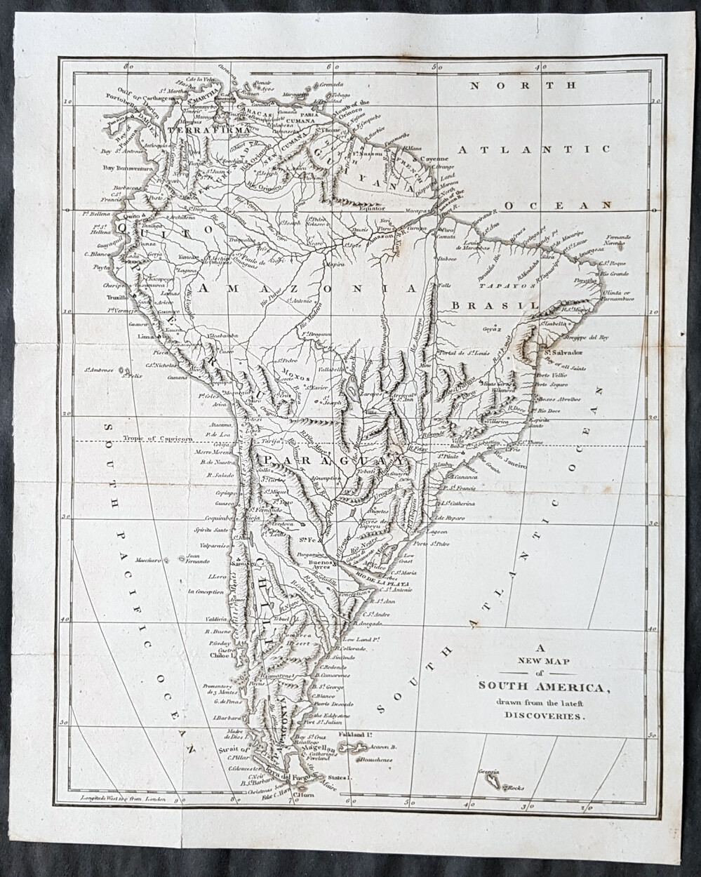 1798 Aaron Arrowsmith Antique Map of South America