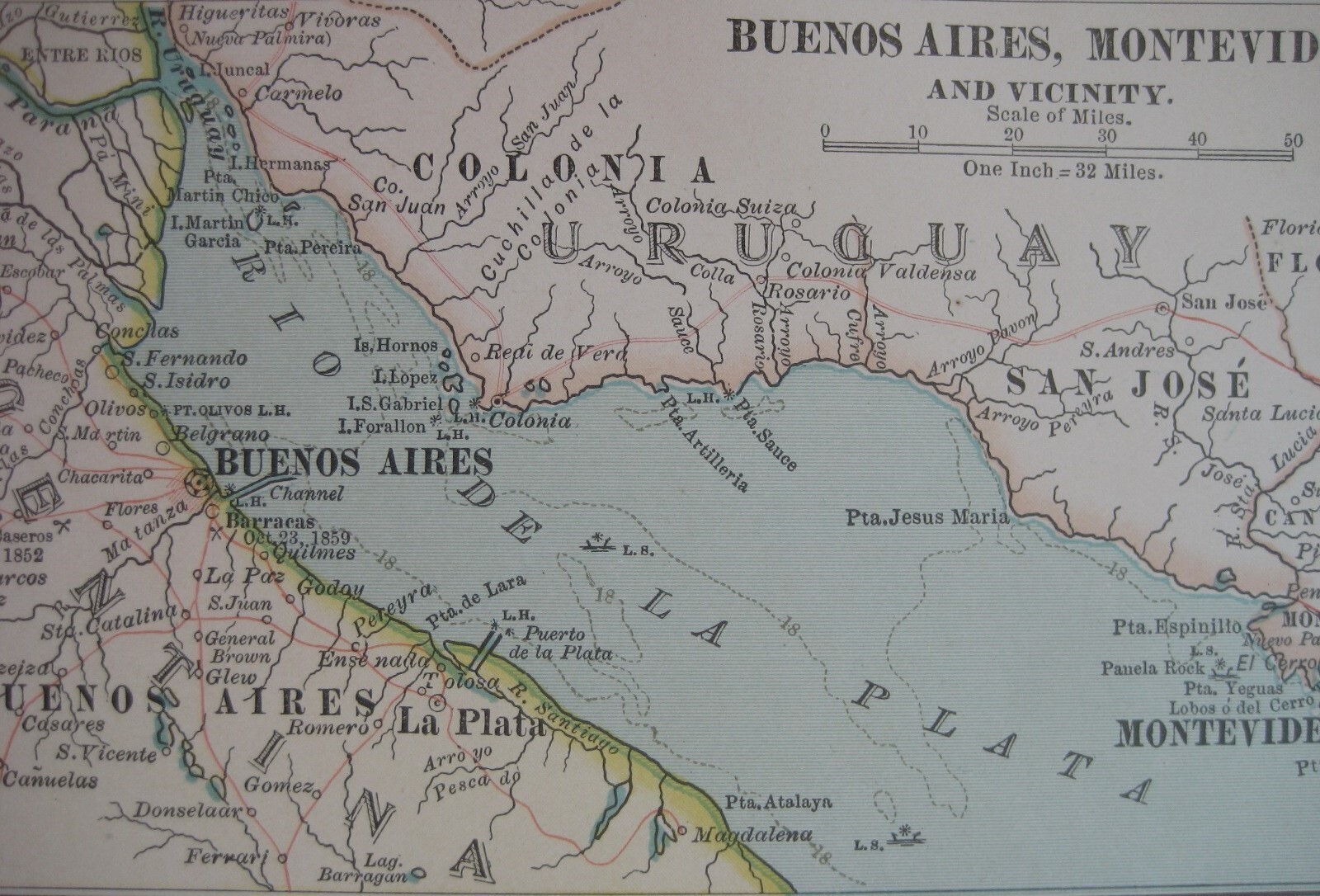 Original 1897 Map ARGENTINA CHILE FALKLANDS Buenos Aires Valparaiso Santiago