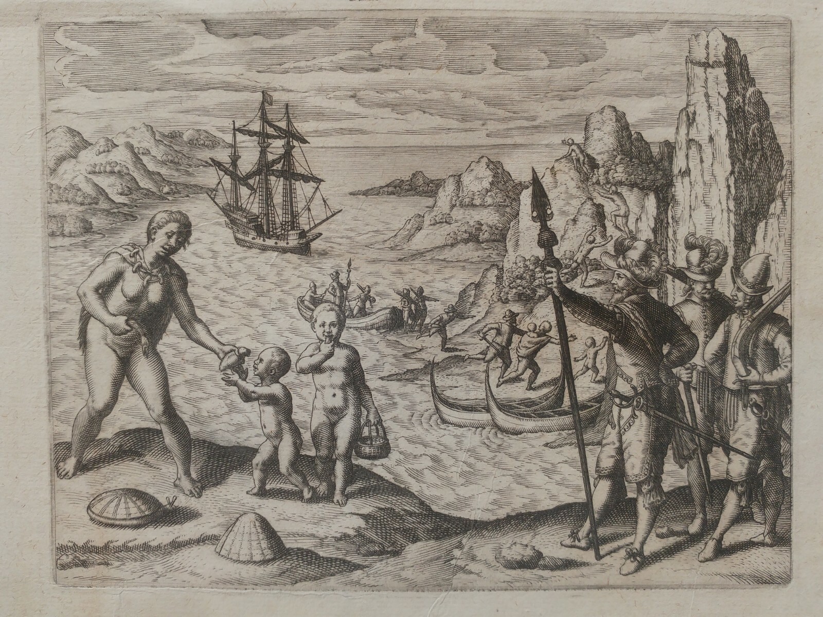 Map de Bry Theodore. sland of states,Tierra del fuego, Patagonia, Magallanes