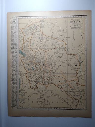 1929 Vintage BOLIVIA Atlas Map Original Antique Rand McNally Premium Atlas