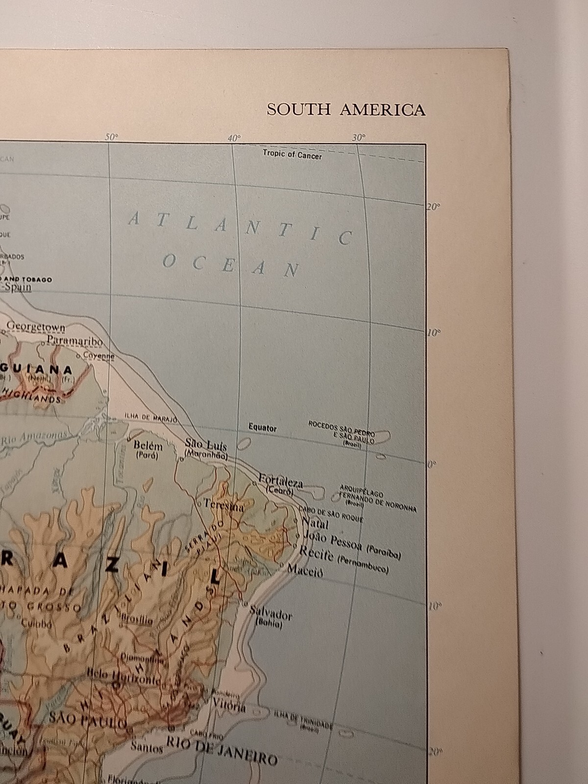 Vintage SOUTH AMERICAN RELIEF Map 1965 MSM Rand McNally Cosmopolitan World Atlas