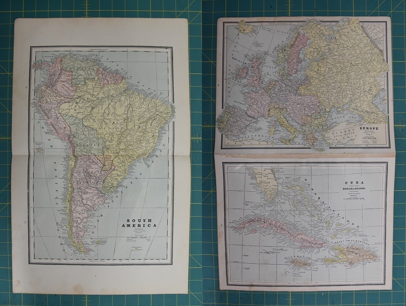South America Europe Cuba Vintage Original 1886 Cram’s World Atlas Map Lot
