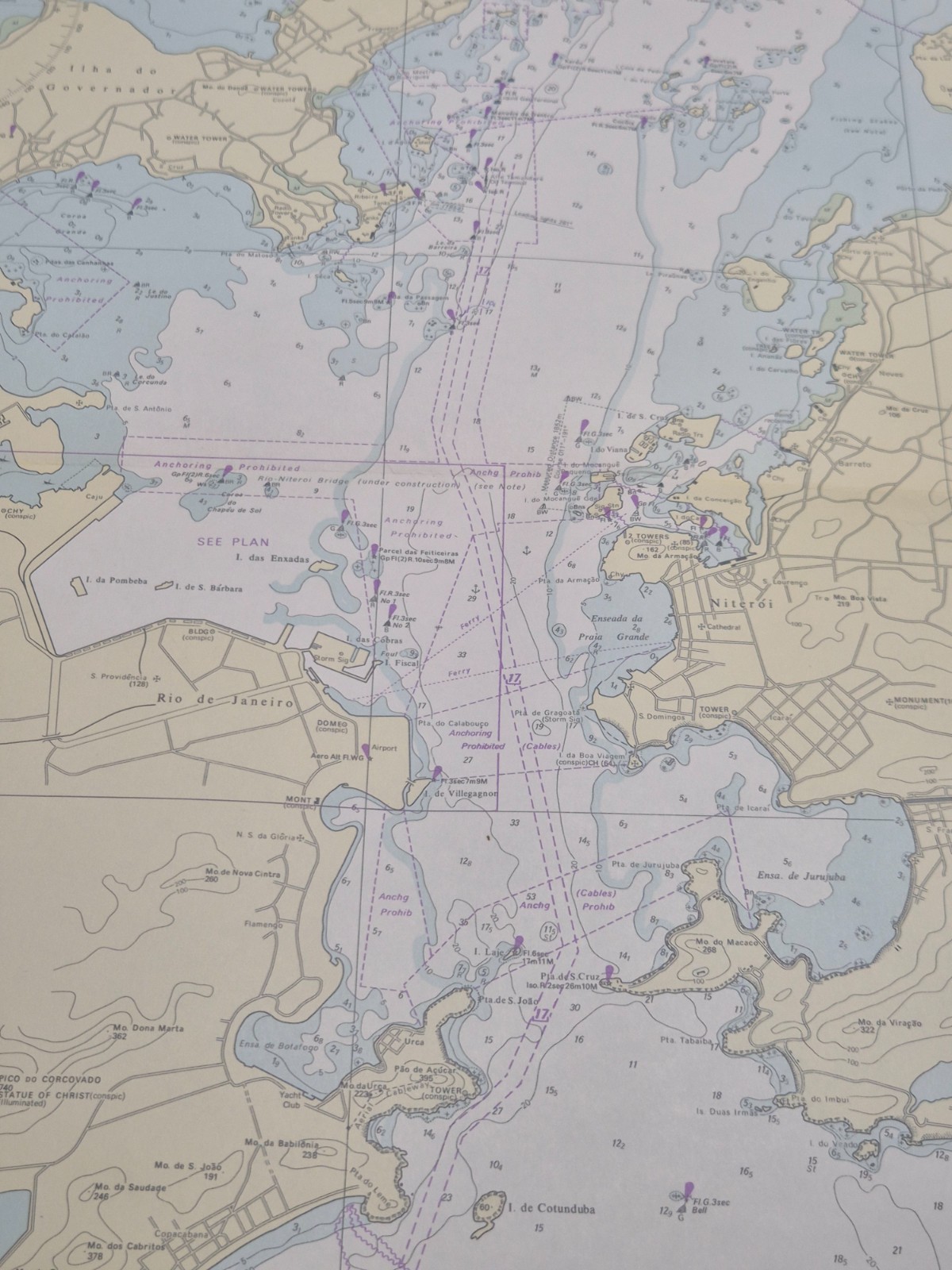 Admiralty Chart 541 Brazil Baía de Guanabara Rio de Janeiro Harbour 1970–1973