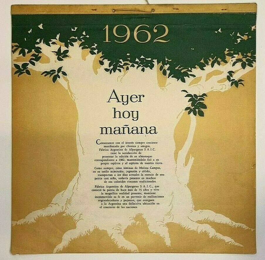 Molina Campos calendar 1962 Alpargatas Gaucho Complete