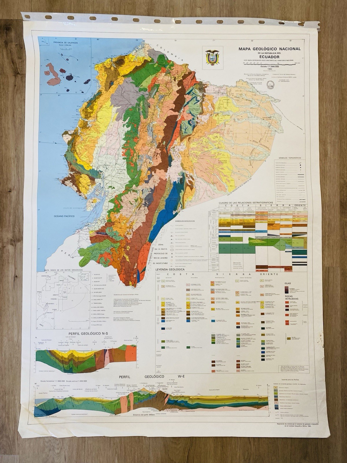 Original 1982 Ecuador National Geological Map 142cm NERC Geology Mining