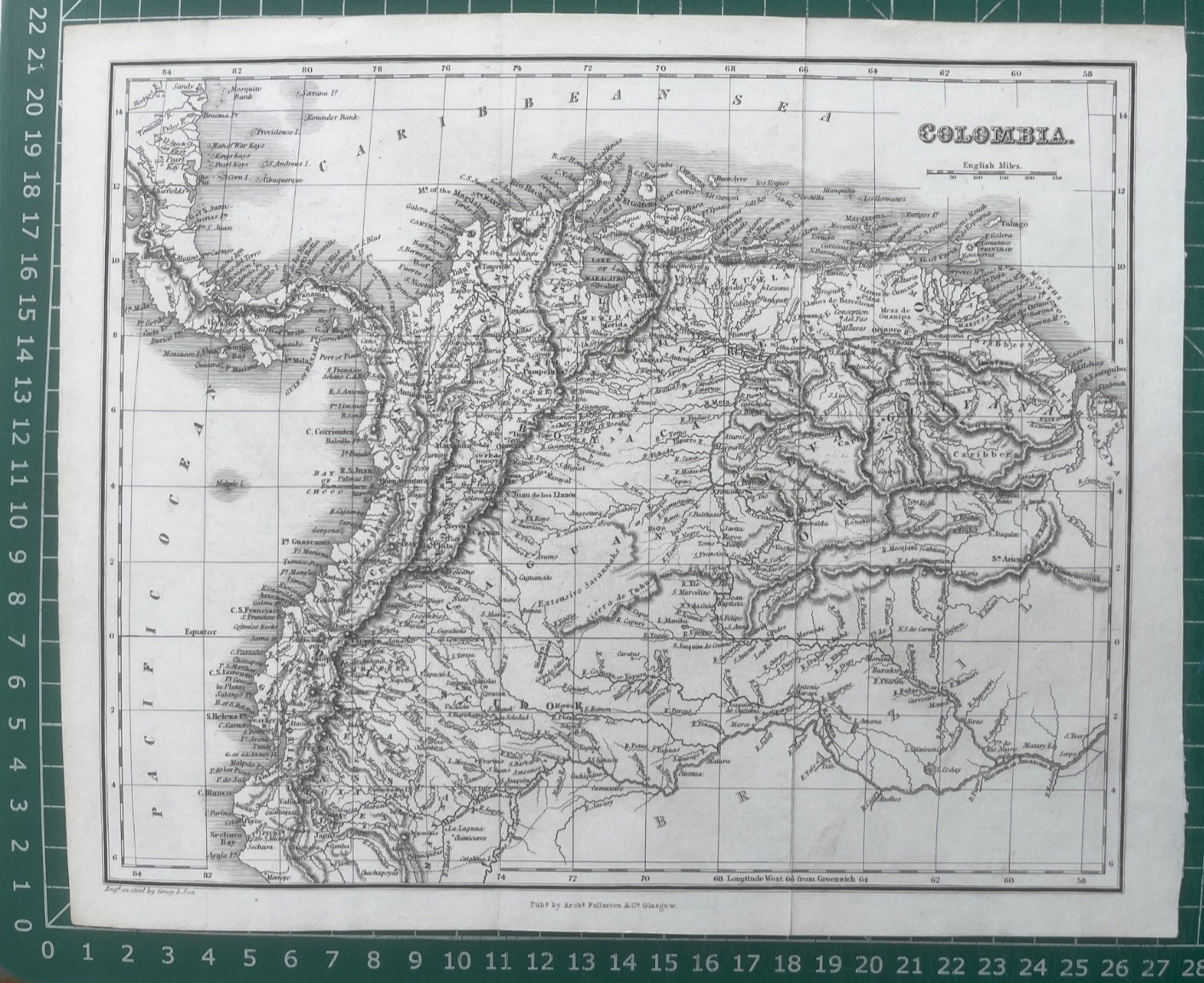 1845 Antique map: Colombia, Venezuela, Ecuador, Panama by Gray & Son