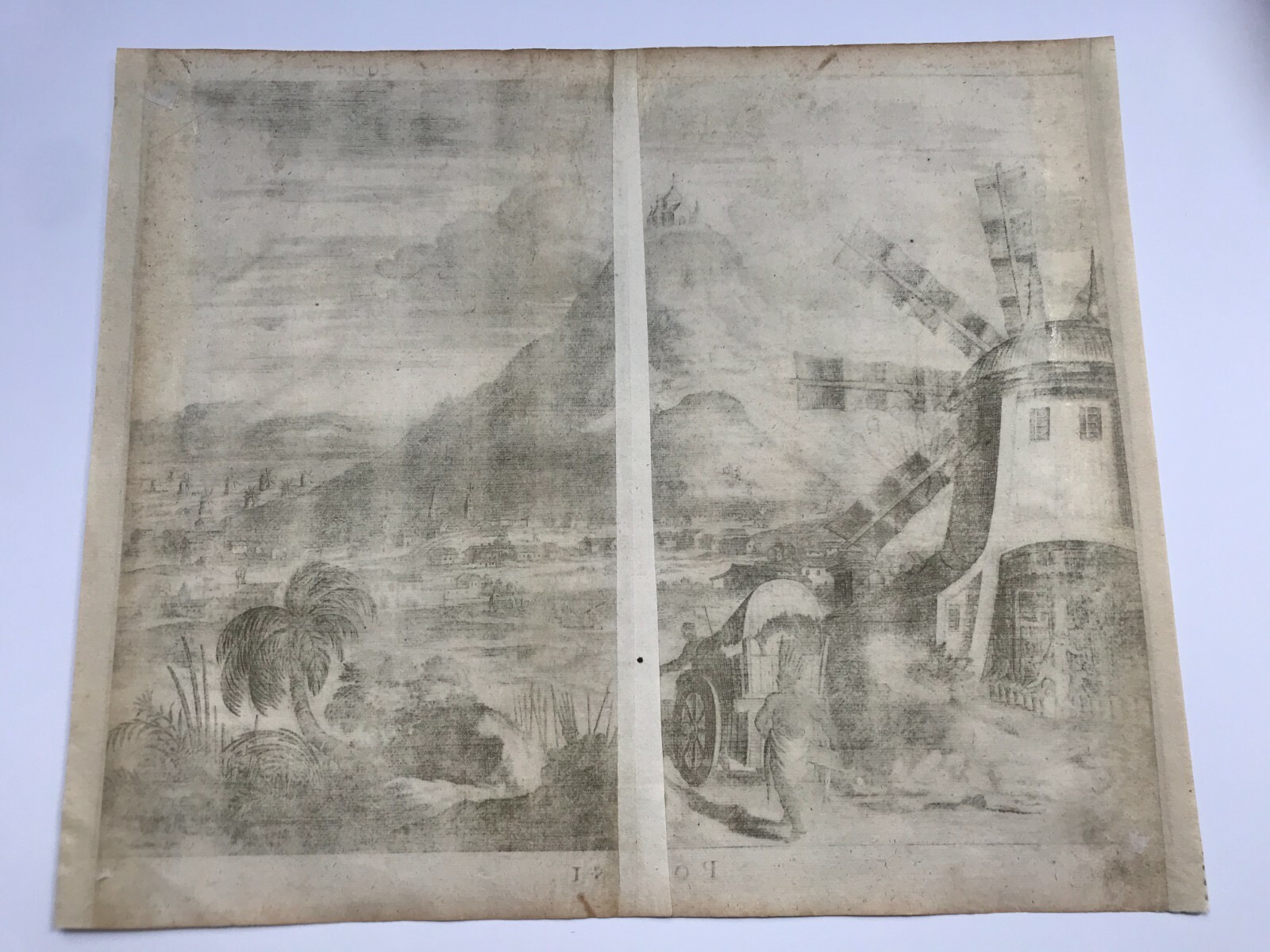 BOLIVIA POTOSI 1673 Arnold MONTANUS LARGE ANTIQUE ENGRAVED VIEW 17TH CENTURY