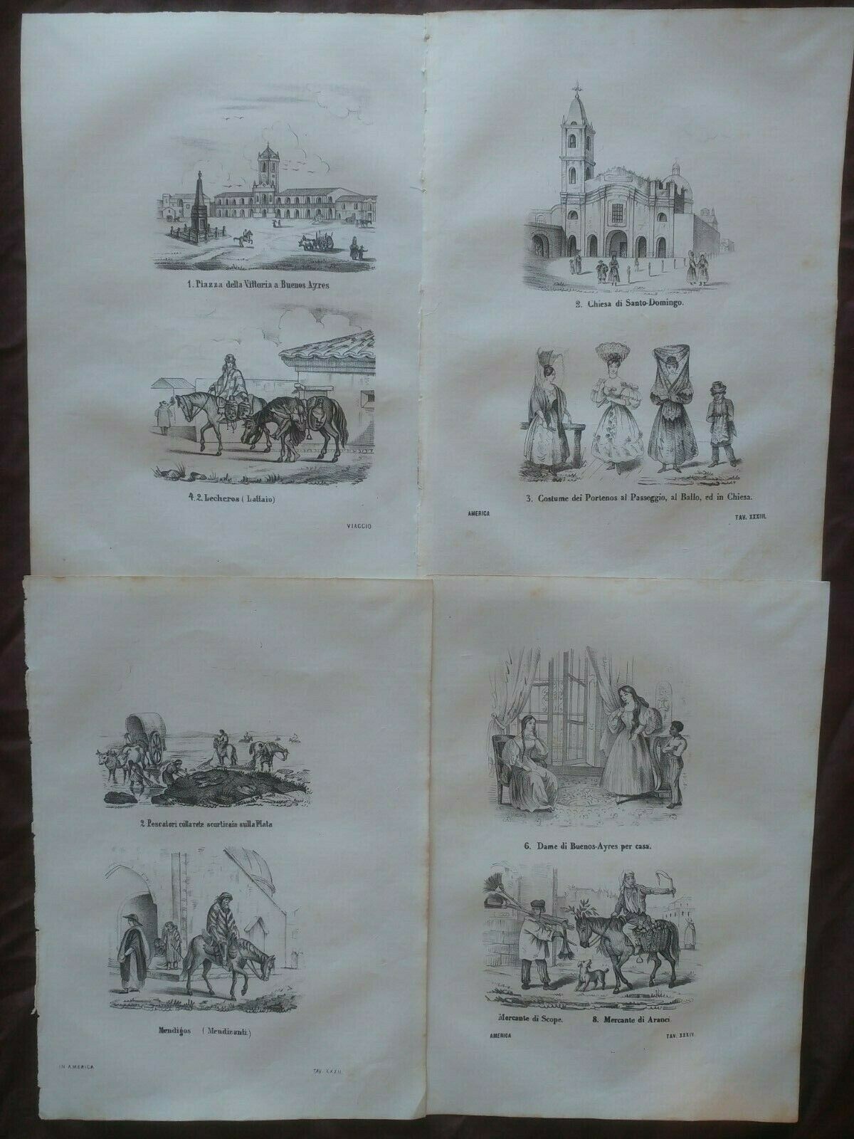 Argentina Buenos Ayres, Buenos aires, Lot Lithography 4 x views 8 (Lot 2)