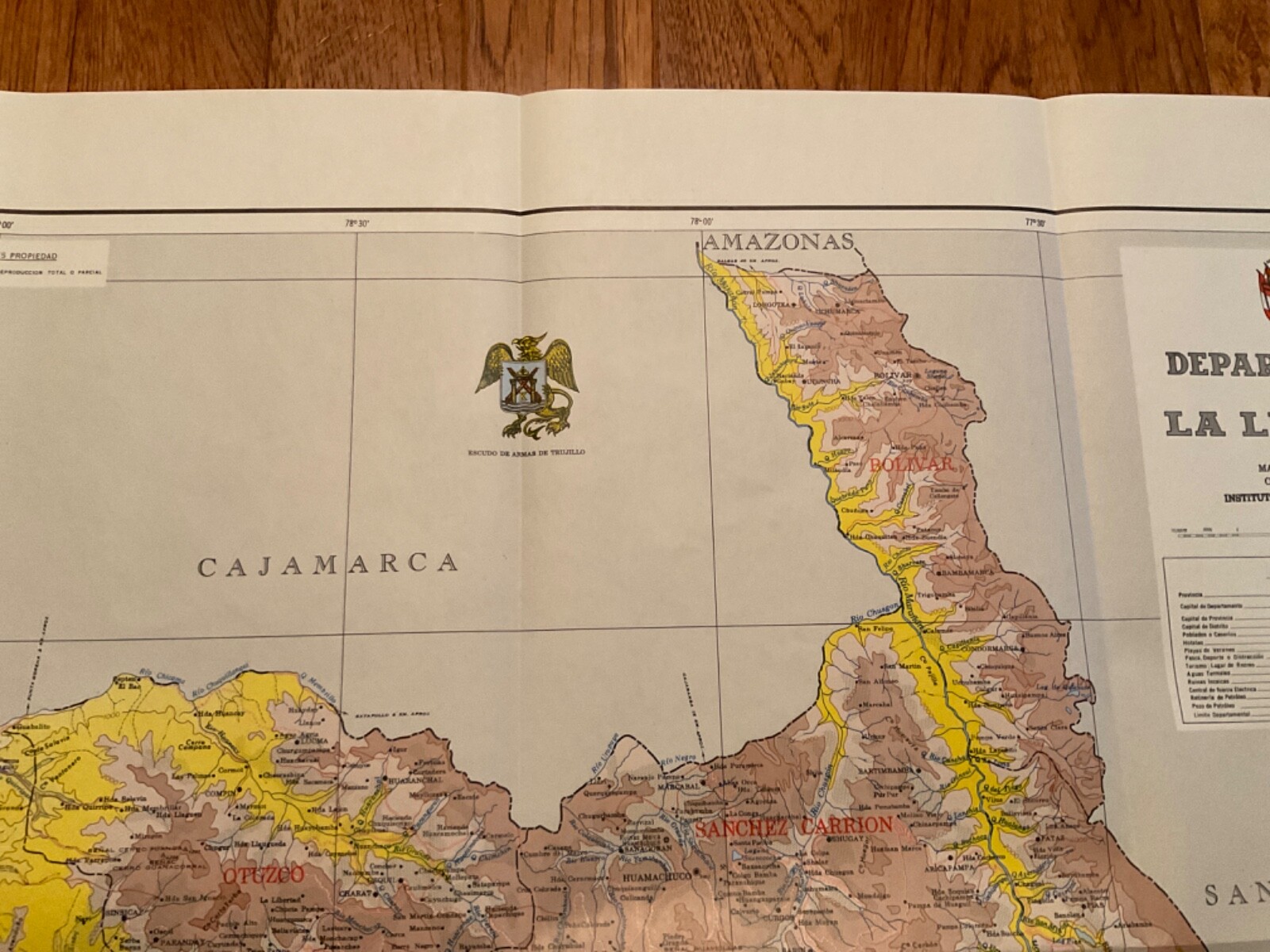 1985 Map Of Departamento De La Libertad, Peru (in Spanish)