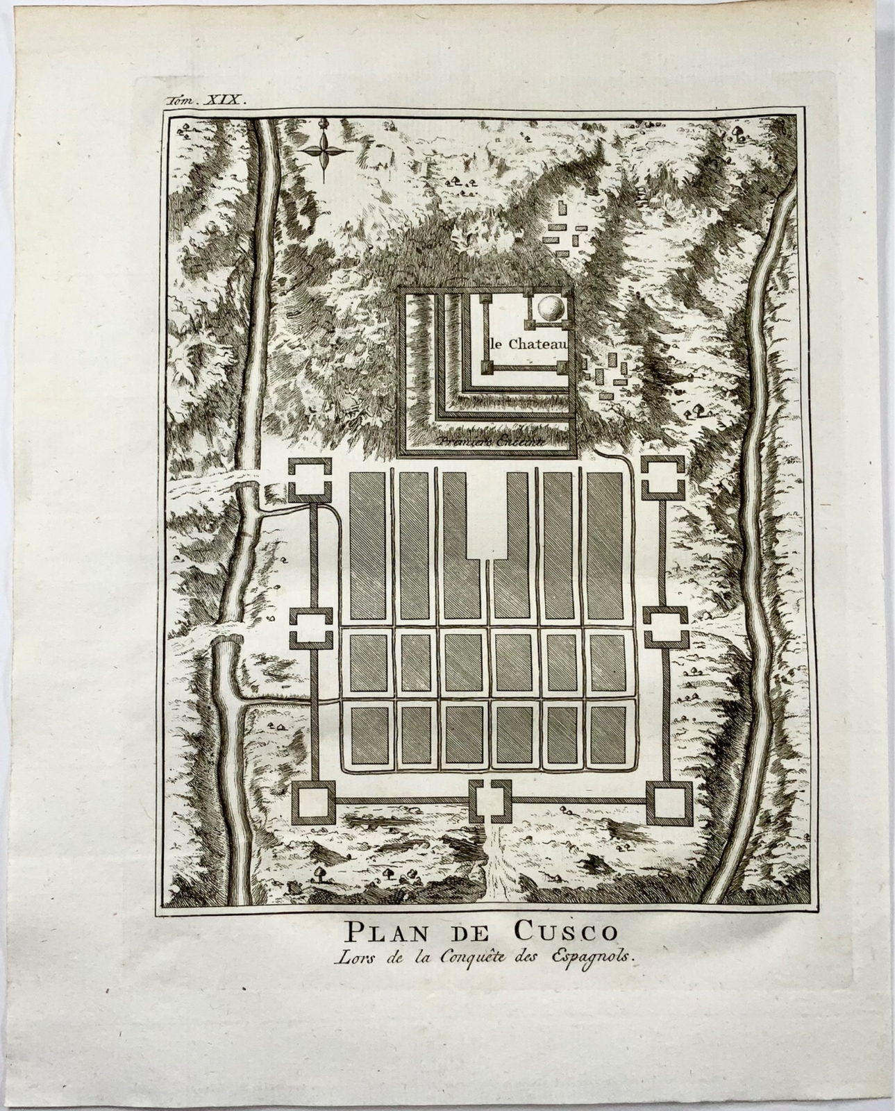 1756 ‘Plan de Cusco’. City plan of Cusco, Peru, map