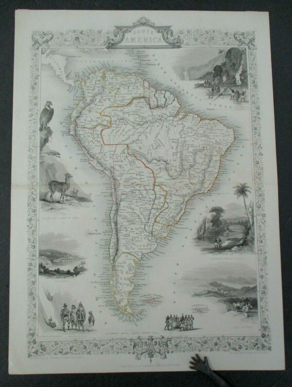 Antique Map of SOUTH AMERICA, John Tallis & Co. Rapkin Drawn & Engraved Ca 1850