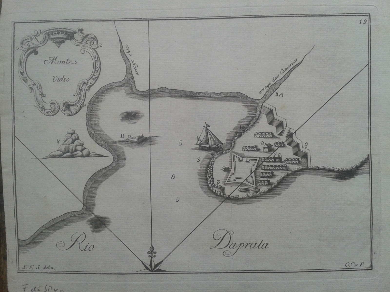 Montevideo 1748. Uruguay map plano
