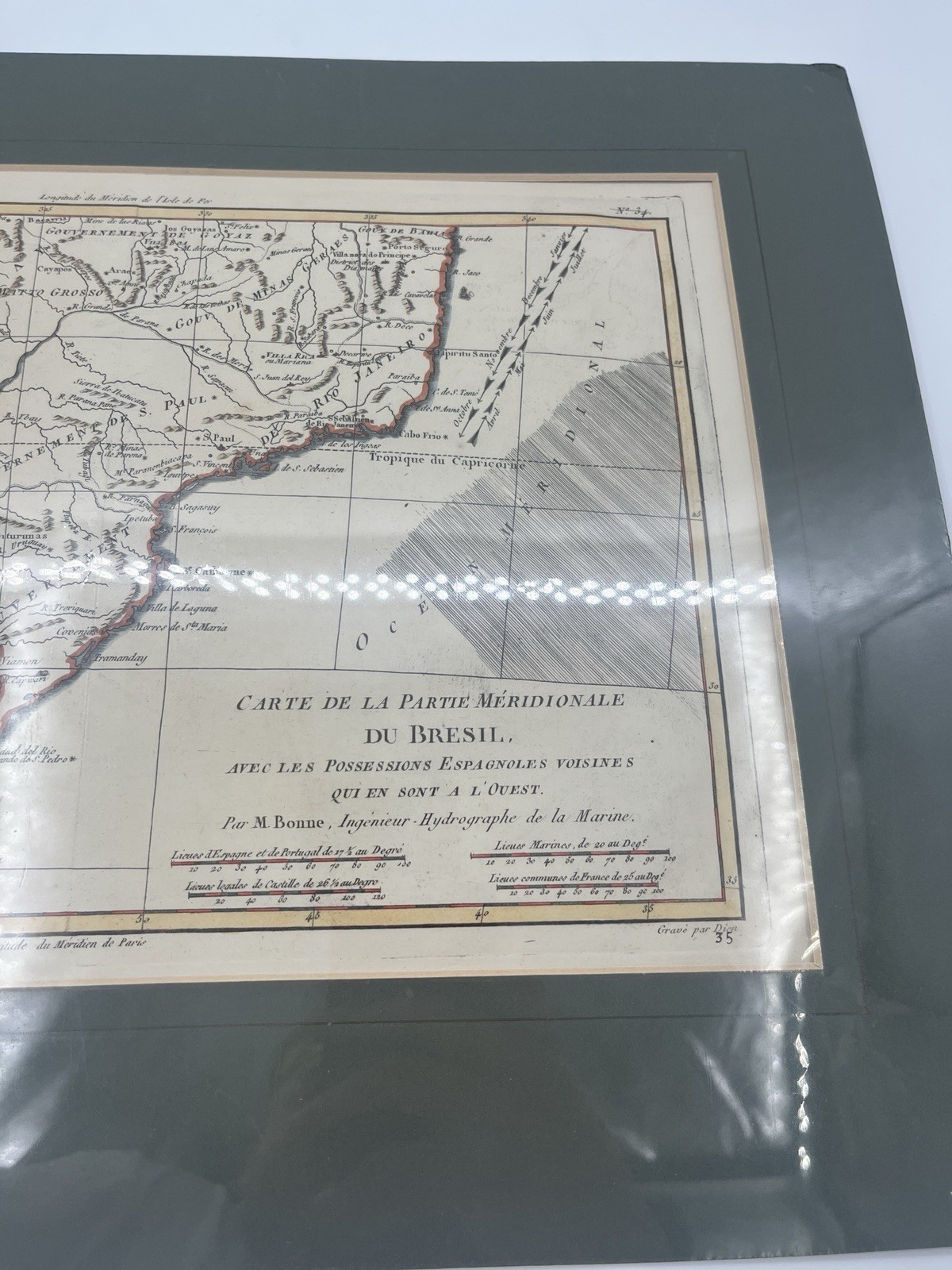 1785 Antique Map of Brazil & Buenos Aires Rigobert Bonne | Hand-Colored Original