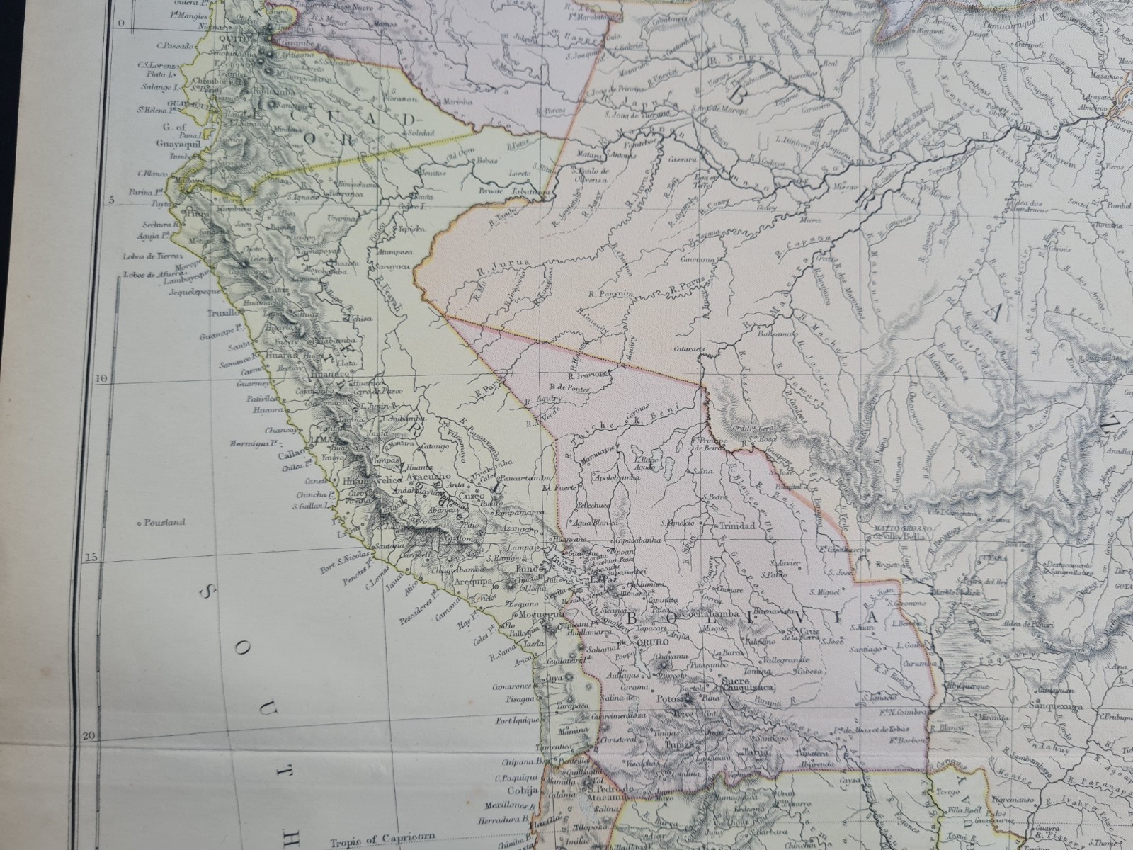 Antique 1882 Large Map – South America – Blackie & Son