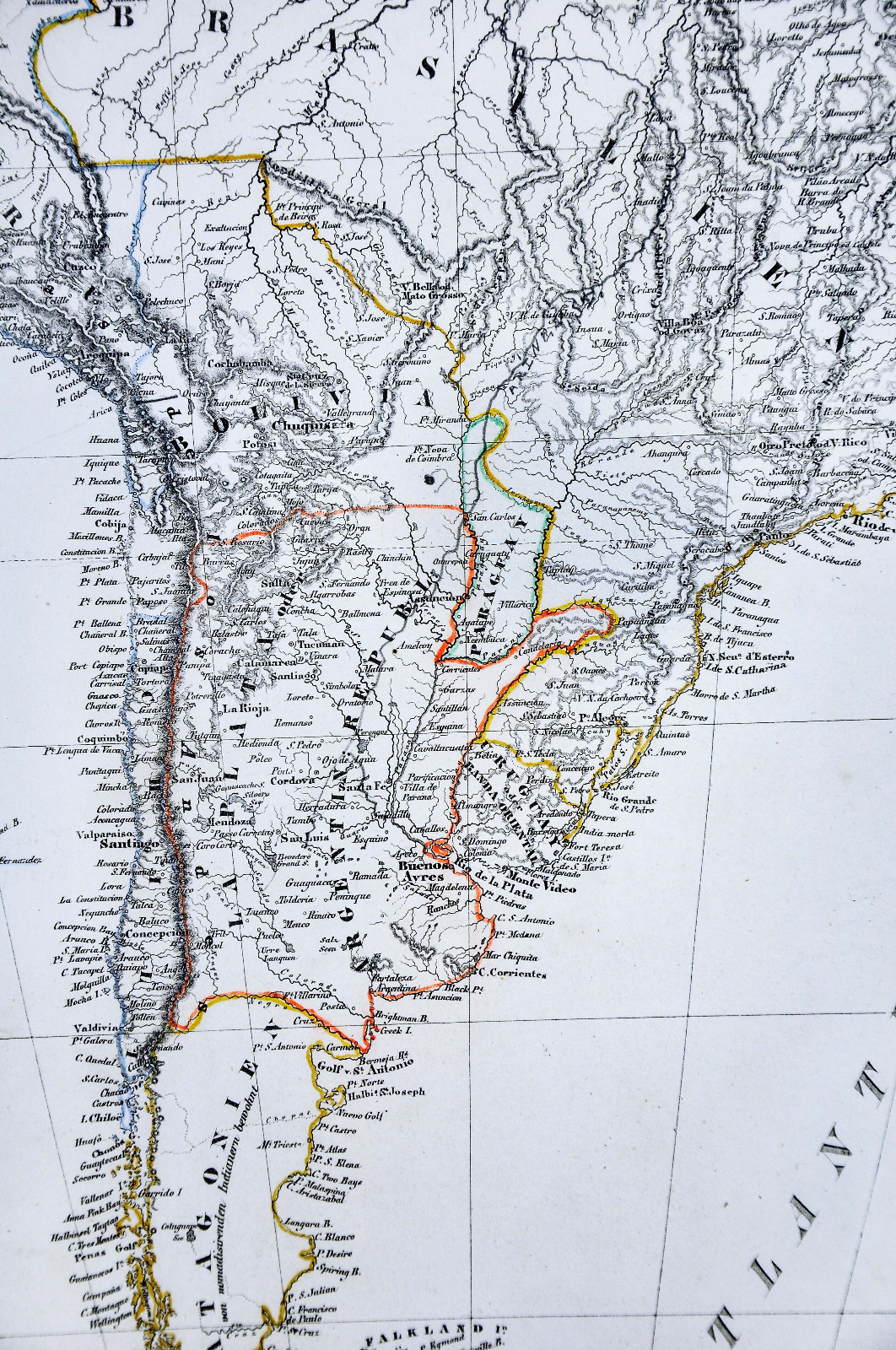 1847 Flemming Map South America Brazil Argentina Peru Colombia Patagonia Chile