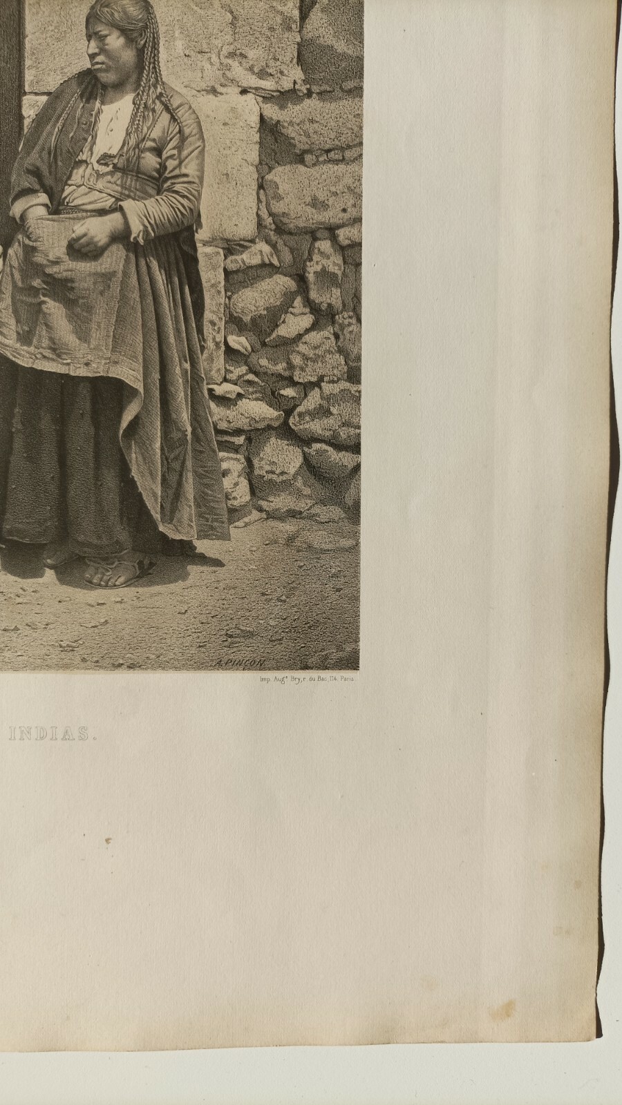 Paz Soldán Peru Lithography 1865 ” Dos indias “