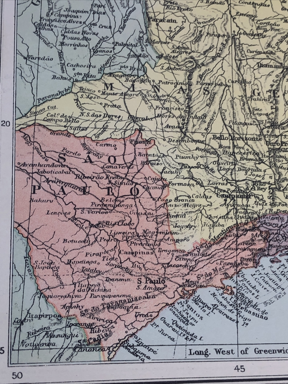 1943: Map of Eastern Brazil Original Vintage Print Size 23cm x 36cm RA # 95