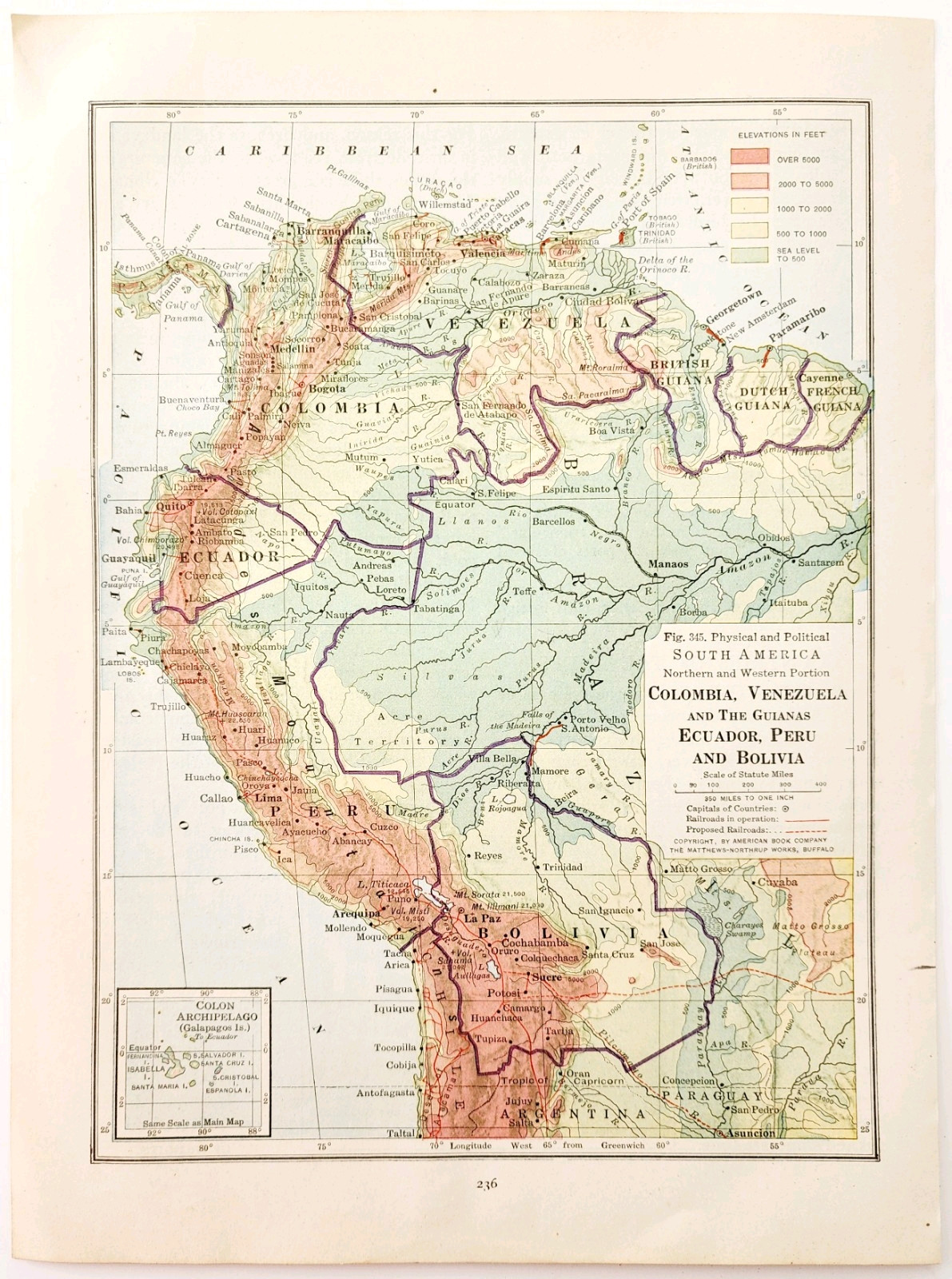 1920 Map South America Political Chile Argentina Paraguay Uruguay Brazil DWQ4