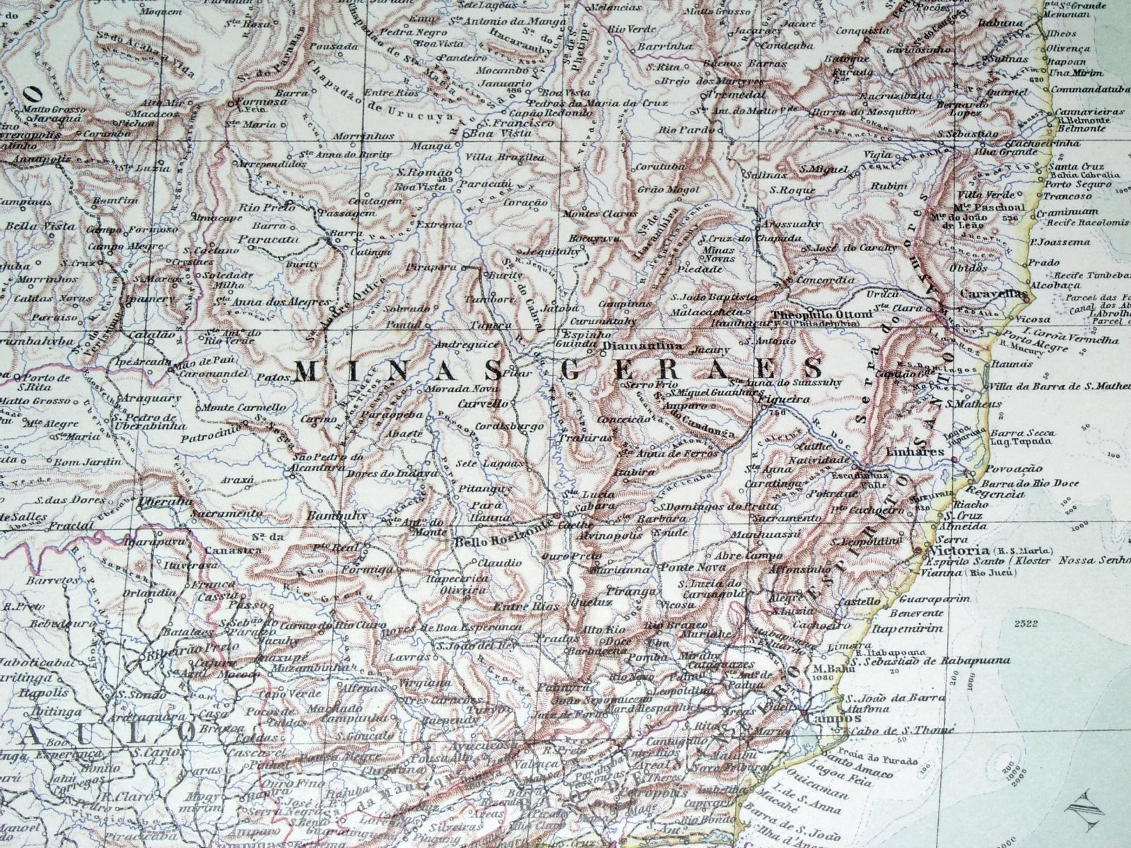 1928 ORIGINAL VINTAGE MAP SOUTHERN BRAZIL RIO DE JANEIRO ARGENTINA BUENOS AIRES