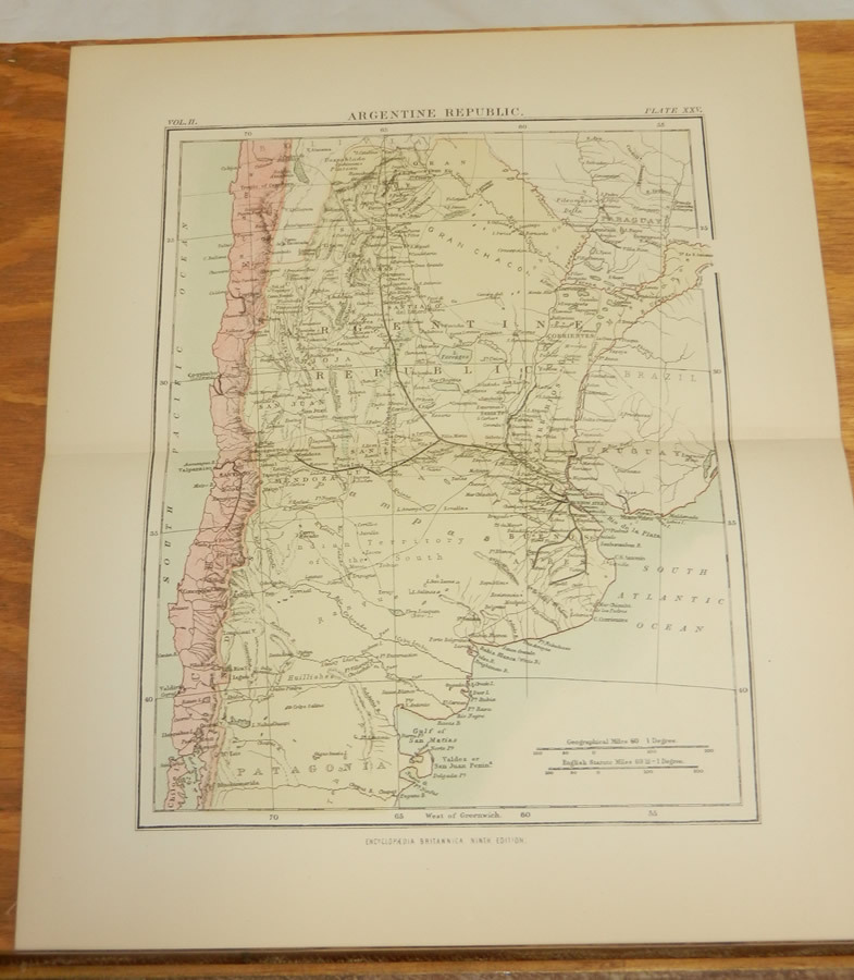 1875 Antique COLOR Map/ARGENTINA