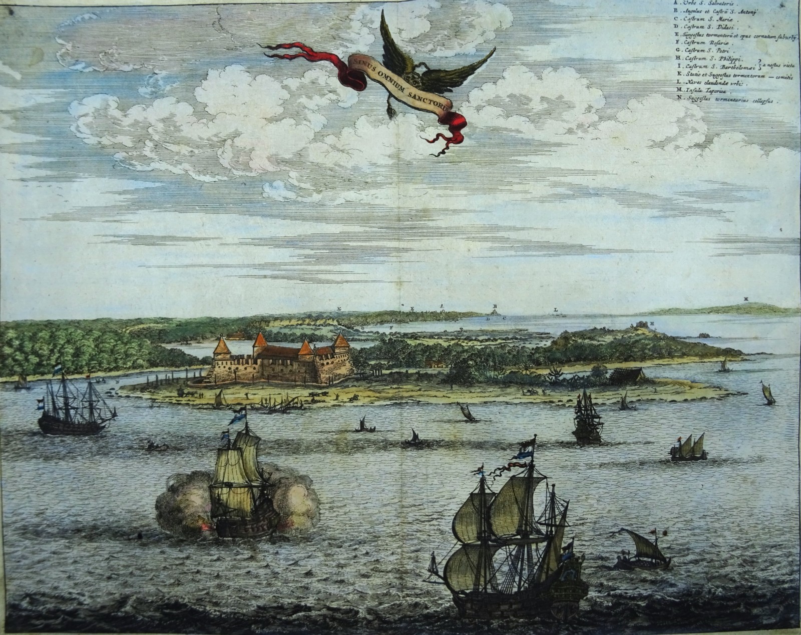 Brazil, Baía de Todos os Santos, Salvador de Bahía, Montanus, 1671, Sinus Omnium